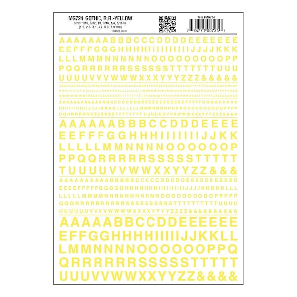 Woodland Scenics R.R. Gothic, Dry Transfer - Yellow WOO724 - main